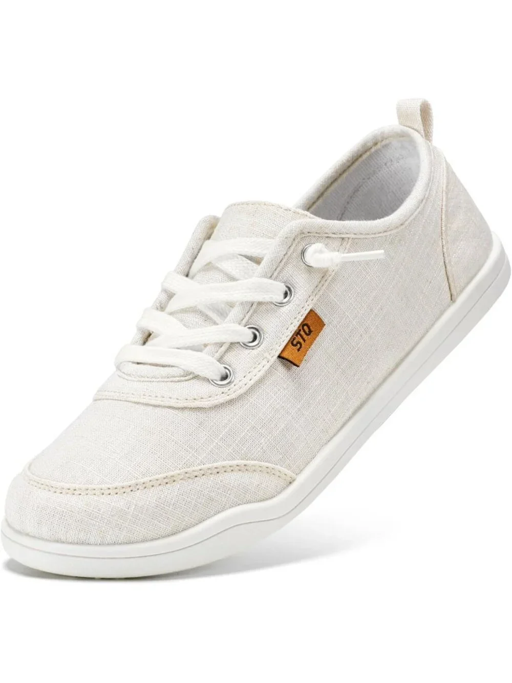 Women's Beige Comfortable Classic Slip On Low Top Canvas Fashion Comfort Sneaker